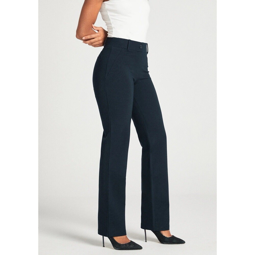 Betabrand Women's Navy Straight-Leg Classic Dress Pant Yoga Pants Size MP